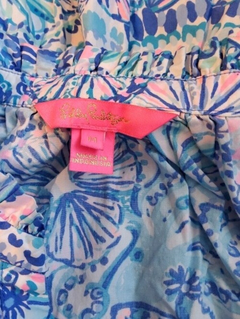 Lilly Pulitzer Blue Pink Paisley Floral Sleeveless Peplum Top Medium - Picture 8 of 13